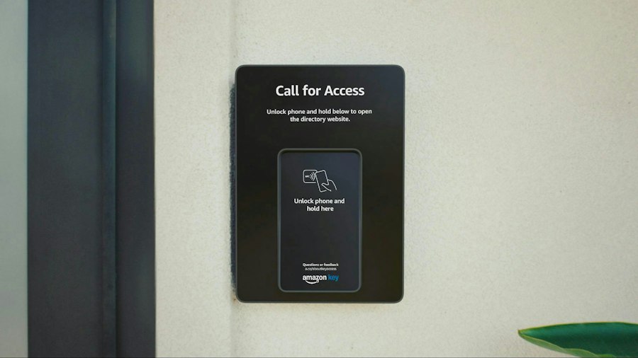Amazon Key access panel mounted on a building wall