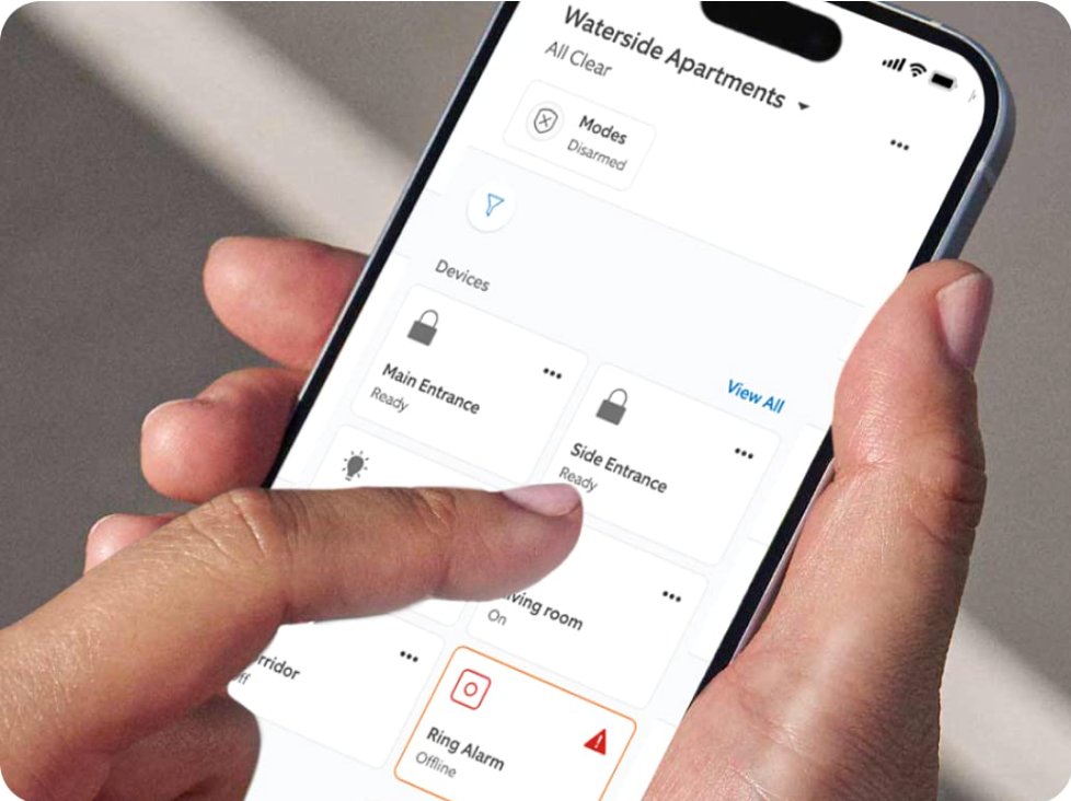 Phone showing property doors in the Amazon Key app