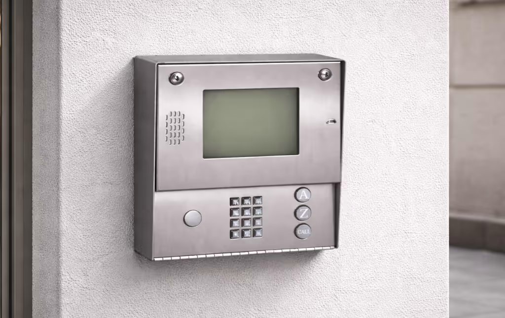 Call box at a building entrance