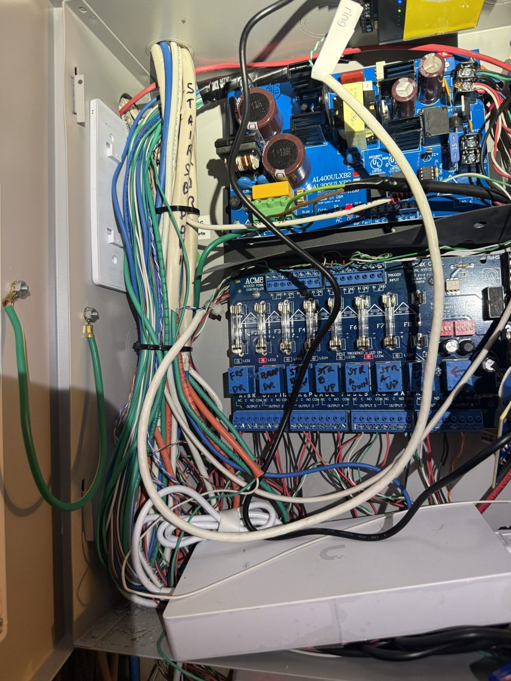 Relay and control boards inside an enclosure